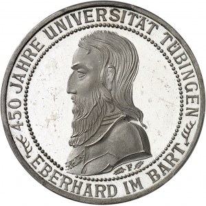 République de Weimar (Empire allemand) (1918-1933). 3 (drei) mark, 450 ans de l’Université Eberhard Karl de Tübingen, Flan bruni (PROOF) 1927, F, Stuttgart.