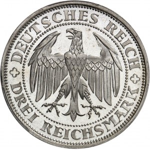République de Weimar (Empire allemand) (1918-1933). 3 (drei) mark du 1000e anniversaire de Meissen, Flan bruni (PROOF) 1929, E, Muldenhutten.
