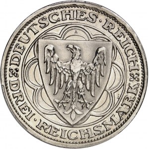 République de Weimar (Empire allemand) (1918-1933). 3 (drei) mark du 300e anniversaire du sac de Magdebourg, Flan bruni (PROOF) 1931, A, Berlin.