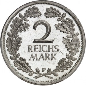 République de Weimar (Empire allemand) (1918-1933). 2 mark, Flan bruni (PROOF) 1927, F, Stuttgart.