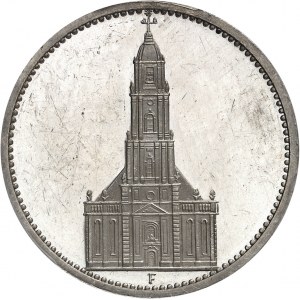 IIIe Reich (1933-1945). 5 mark église de garnison de Postdam, Flan bruni (PROOF) 1934, F, Stuttgart.