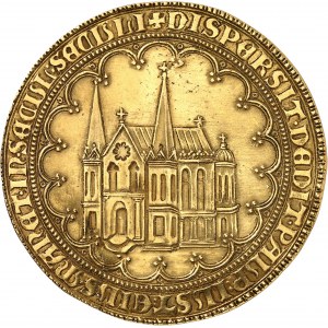 Saint-Empire romain (962-1806). Médaille d’or, dite médaille juive de Prague (Prague Jewish medal - Judenmedaille), sainte Élisabeth de Hongrie ND (1620-1650), Prague.