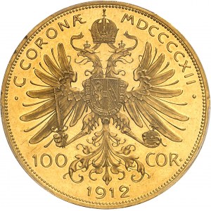 François-Joseph Ier (1848-1916). 100 corona, aspect Flan bruni (PROOFLIKE) 1912, Vienne.