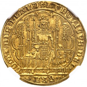 Flandres (comté de), Louis de Male (1346-1384). Écu d’or à la chaise ND (1346-1384), Gand ou Malines.