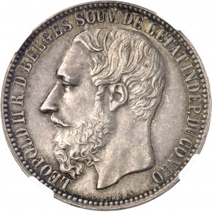 Congo, Léopold II (1885-1908). 5 francs 1887, Bruxelles.