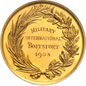 Léopold II (1865-1909). Médaille d’Or, Premier prix du concours d’équitation complet militaire de Boitsfort 1905, Bruxelles.