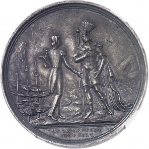 Pierre II (1831-1889). Médaille, débarquement du Prince de Joinville par Azevedo 1838, Rio de Janeiro.