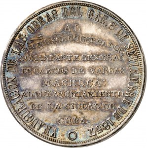 Isabelle II (1833-1868). Médaille, inauguration de l’usine de gaz de Santiago de Cuba 1857.