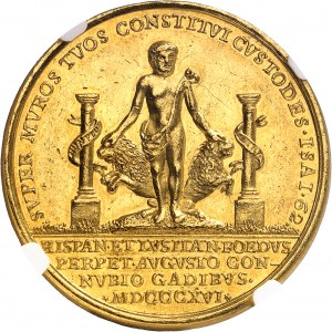 Ferdinand VII (1808-1833). Médaille d’Or, mariage de Ferdinand VII et d’Isabelle de Bragance 1816, Cadix.