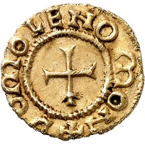 Neuvic d’Ussel (Novus Vicus), monétaire Domoleno. Trémissis ND (650-660), Neuvic d’Ussel.