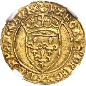 Charles VII (1422-1461). Demi-écu d’or à la couronne, 6e émission ND (1450), Tours.