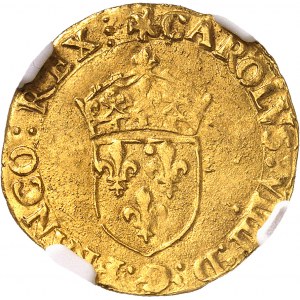 Charles IX (1560-1574). Écu d’or au soleil 1565, I, Limoges.