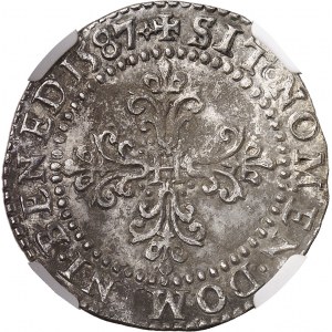 Henri III (1574-1589). Demi-franc au col plat 1587, G, Poitiers.