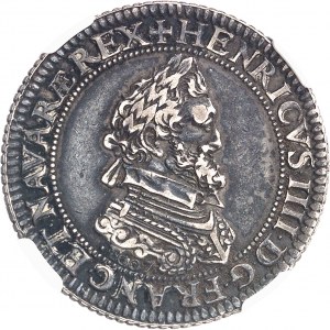 Henri IV (1589-1610). Piéfort de poids double de l’essai du demi-franc, Tranche cannelée 1607, A, Paris.