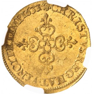 Louis XIII (1610-1643). Écu d’or au soleil, 1er type, sans chiffre du Roi 1633, A, Paris.