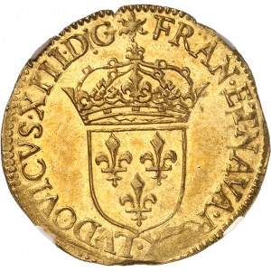 Louis XIII (1610-1643). Écu d’or au soleil, 1er type 1633, B, Rouen.