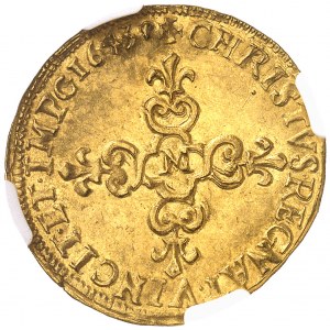 Louis XIII (1610-1643). Écu d’or au soleil, 1er type 1643, M, Toulouse.