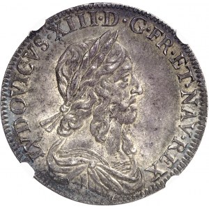 Louis XIII (1610-1643). Demi-écu, 3e type, 2e poinçon de Warin, petit buste 1643, A, Paris (rose).