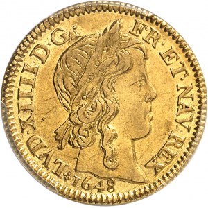 Louis XIV (1643-1715). Louis d’or à la mèche longue 1648, F, Angers.