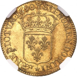 Louis XIV (1643-1715). Louis d’or à l’écu 1690, Y, Bourges.