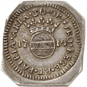 Louis XIV (1643-1715). 50 sols, siège d’Aire-sur-la-Lys, avec la vaisselle du Maréchal de Goësbriand 1710, Aire-sur-la-Lys.