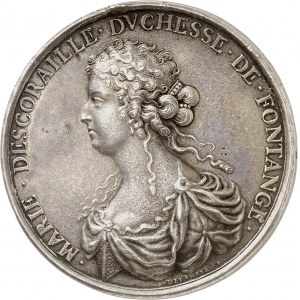 Louis XIV (1643-1715). Médaille, Marie-Angélique de Scorailles, duchesse de Fontanges, par Delahaye 1681, Paris.