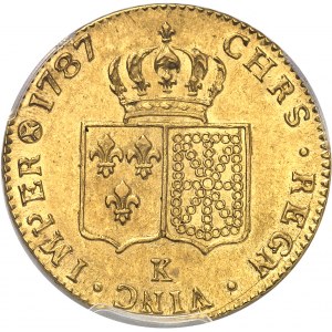 Louis XVI (1774-1792). Double louis d’or à la tête nue 1787, 1er semestre, K, Bordeaux.