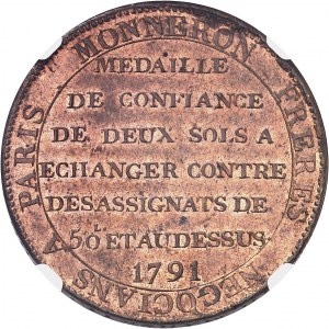 Constitution (1791-1792). Deux sols de Monneron à la Liberté 1791 - An III.