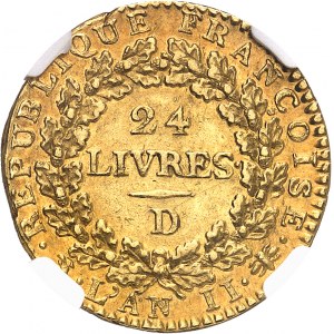 Convention (1792-1795). Louis d’or de 24 livres 1793 - An II, D, Lyon.