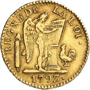 Convention (1792-1795). Louis d’or de 24 livres 1793 - An II, W, Lille.