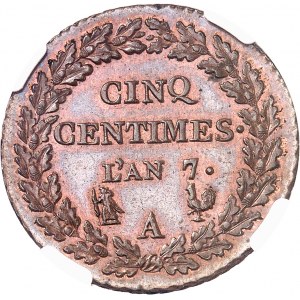Directoire (1795-1799). Cinq centimes Dupré An 7, A, Paris.
