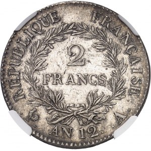 Consulat (1799-1804). 2 francs Bonaparte An 12, A, Paris.