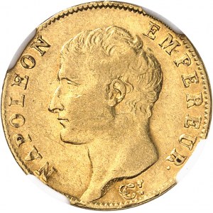 Premier Empire / Napoléon Ier (1804-1814). 20 francs tête nue, calendrier révolutionnaire An 13, Q, Perpignan.