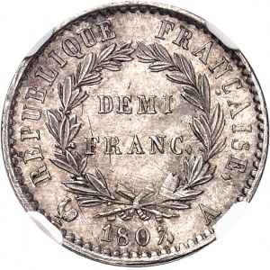 Premier Empire / Napoléon Ier (1804-1814). Demi-franc tête de nègre 1807, A, Paris.
