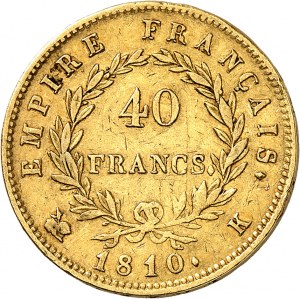 Premier Empire / Napoléon Ier (1804-1814). 40 francs Empire 1810, K, Bordeaux.