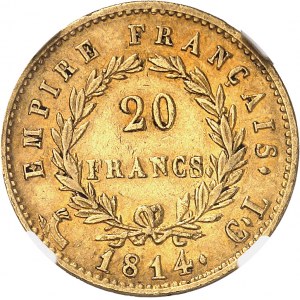 Premier Empire / Napoléon Ier (1804-1814). 20 francs Empire 1814, CL, Gênes.