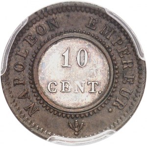 Premier Empire / Napoléon Ier (1804-1814). Essai de 10 centimes à l’N couronnée, bimétallique 1807, Paris.