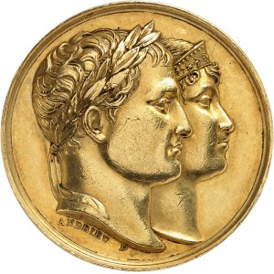 Premier Empire / Napoléon Ier (1804-1814). Médaille d’Or, mariage de l’Empereur avec Marie-Louise d’Autriche, par Andrieu et Brenet 1810, Paris.