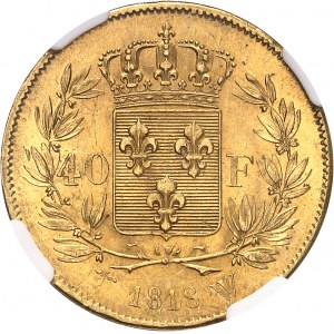 Louis XVIII (1814-1824). 40 francs 1818, W, Lille.