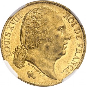 Louis XVIII (1814-1824). 20 francs tête nue 1819, A, Paris.