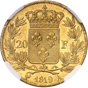 Louis XVIII (1814-1824). 20 francs tête nue 1819, A, Paris.