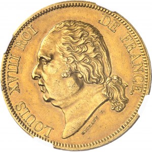 Louis XVIII (1814-1824). Essai en Or de 5 francs buste nu 1815, A, Paris.