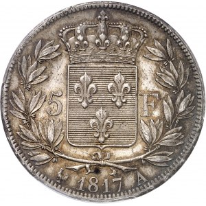 Louis XVIII (1814-1824). 5 francs buste nu 1817, A, Paris.