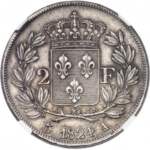 Louis XVIII (1814-1824). 2 francs 1824, A, Paris.