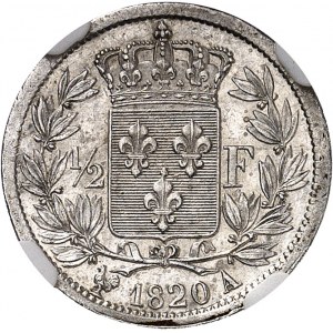 Louis XVIII (1814-1824). 1/2 franc 1820, A, Paris.