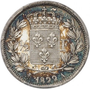 Louis XVIII (1814-1824). 1/2 franc 1822, A, Paris.