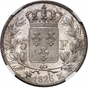 Charles X (1824-1830). 5 francs, 1er type 1826, MA, Marseille.