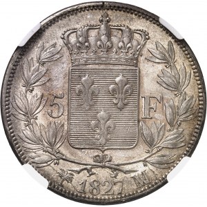 Charles X (1824-1830). 5 francs, 2e type 1827, MA, Marseille.