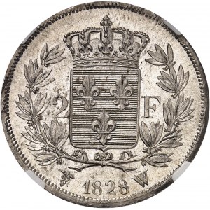 Charles X (1824-1830). 2 francs 1828, W, Lille.
