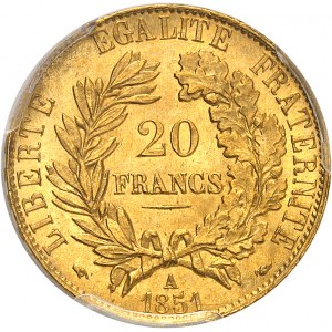 IIe République (1848-1852). 20 francs Cérès 1851, A, Paris.